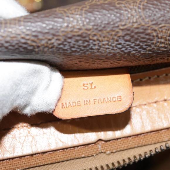 CELINE Macadam Canvas Boston Bag PVC Leather Brown Auth yk14397 - Picture 12 of 16